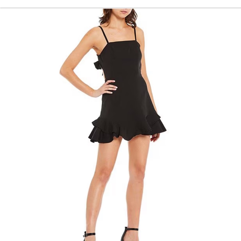 Dear Moon Sleeveless Peekaboo Bow Back Double Flounce Hem Fit and Flare Dress